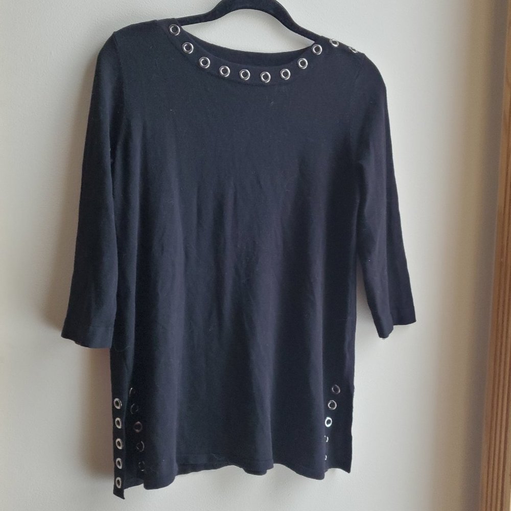 Cable & Gauge Black Boat Neck Sweater Size Medium - Picture 5 of 16